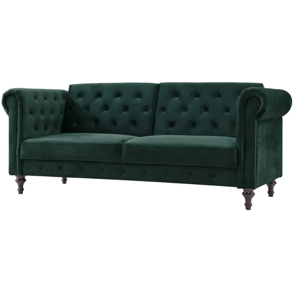Calgary 2-Seater Sofa Bed with Click-Clack - Green, Velvet