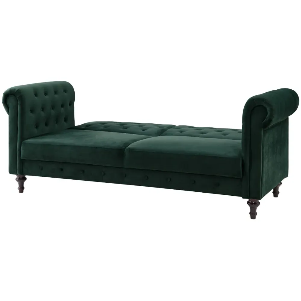 Calgary 2-Seater Sofa Bed with Click-Clack - Green, Velvet