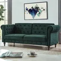 Calgary 2-Seater Sofa Bed with Click-Clack - Green, Velvet