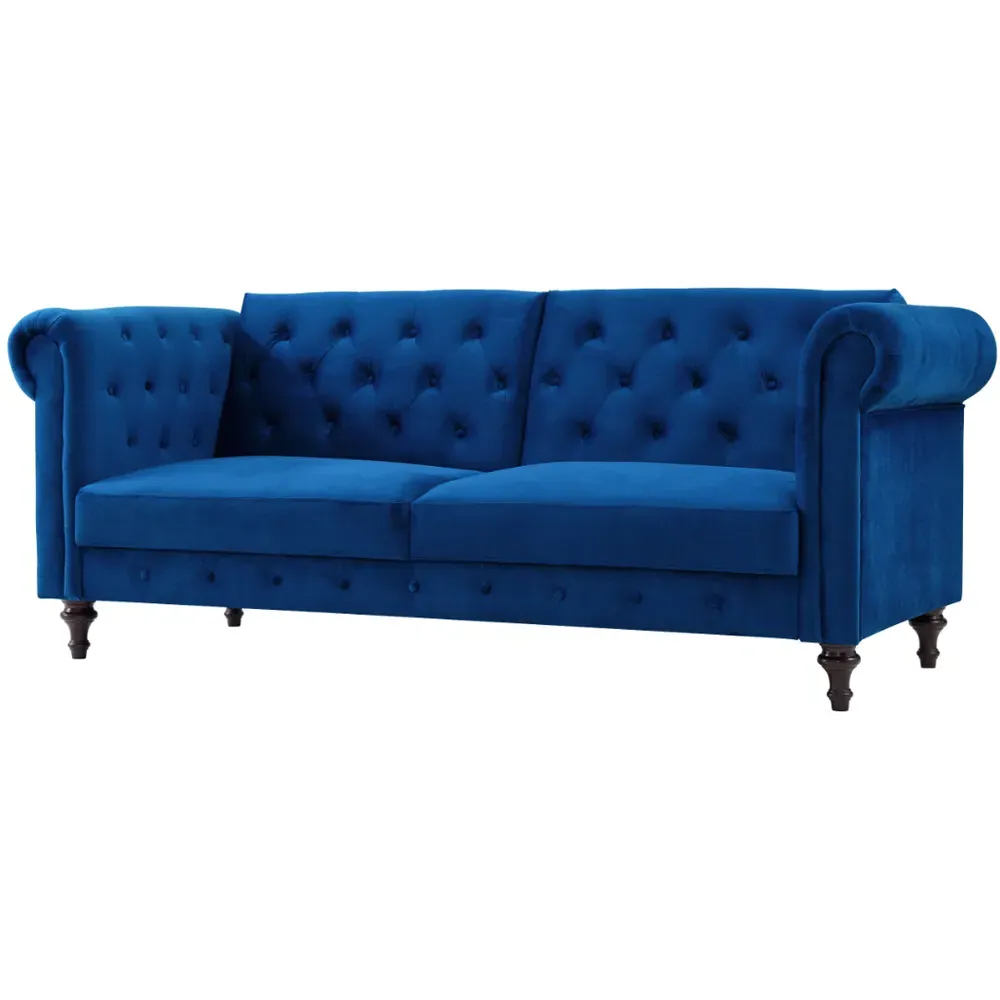 Calgary 3-Seater Sofa Bed with Click-Clack - Blue, Velvet