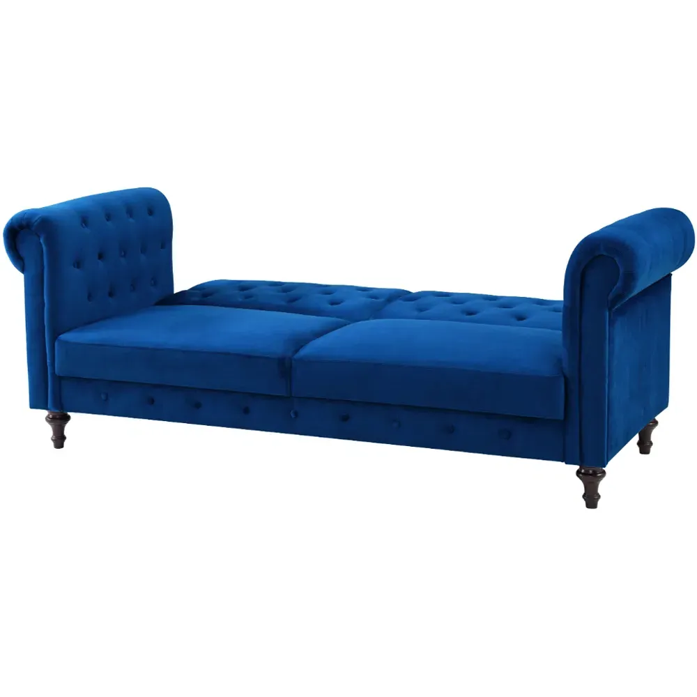 Calgary 3-Seater Sofa Bed with Click-Clack - Blue, Velvet