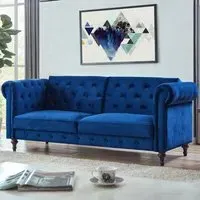 Calgary 3-Seater Sofa Bed with Click-Clack - Blue, Velvet