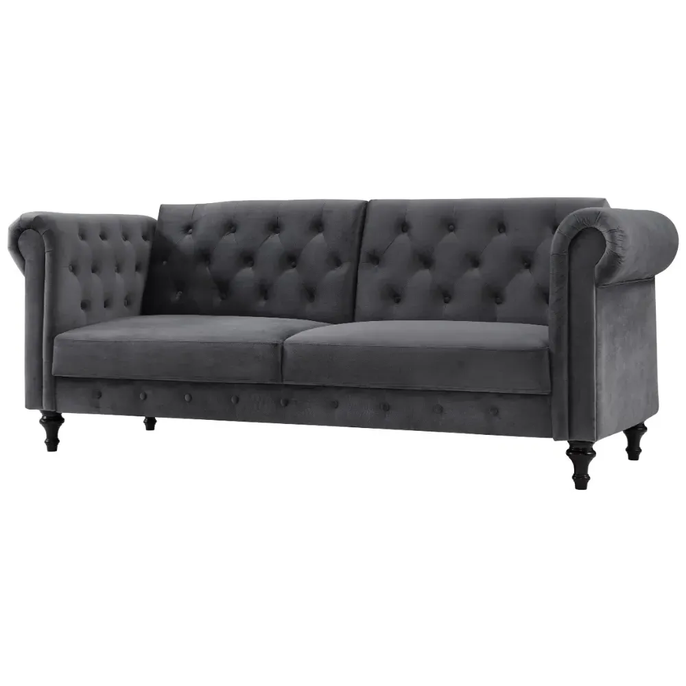 Calgary Double Sleeper Sofa Bed with Click-Clack - Grey, Velvet