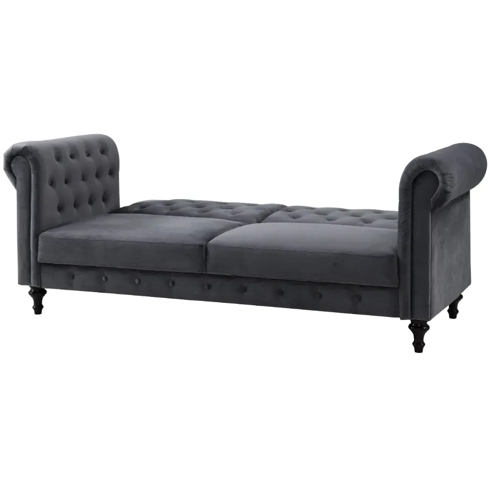 Calgary Double Sleeper Sofa Bed with Click-Clack - Grey, Velvet