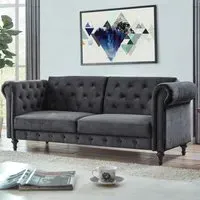 Calgary Double Sleeper Sofa Bed with Click-Clack - Grey, Velvet