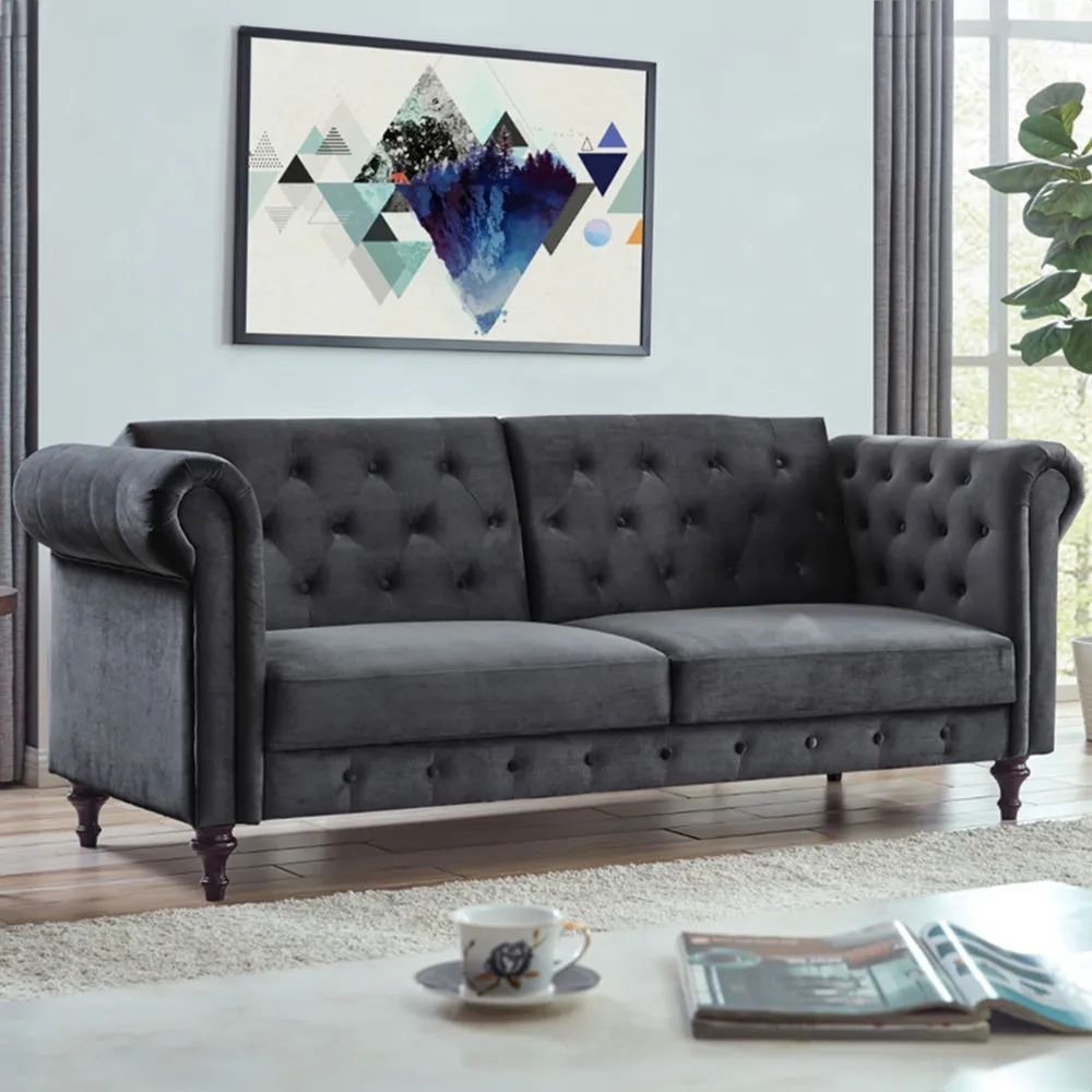 Calgary Double Sleeper Sofa Bed with Click-Clack - Grey, Velvet image