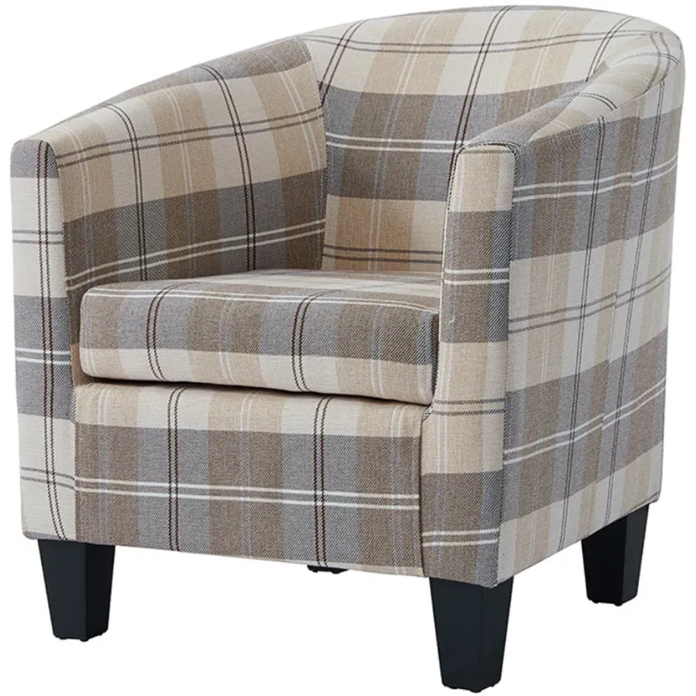 Canberra Tub Chair - Beige, Tartan