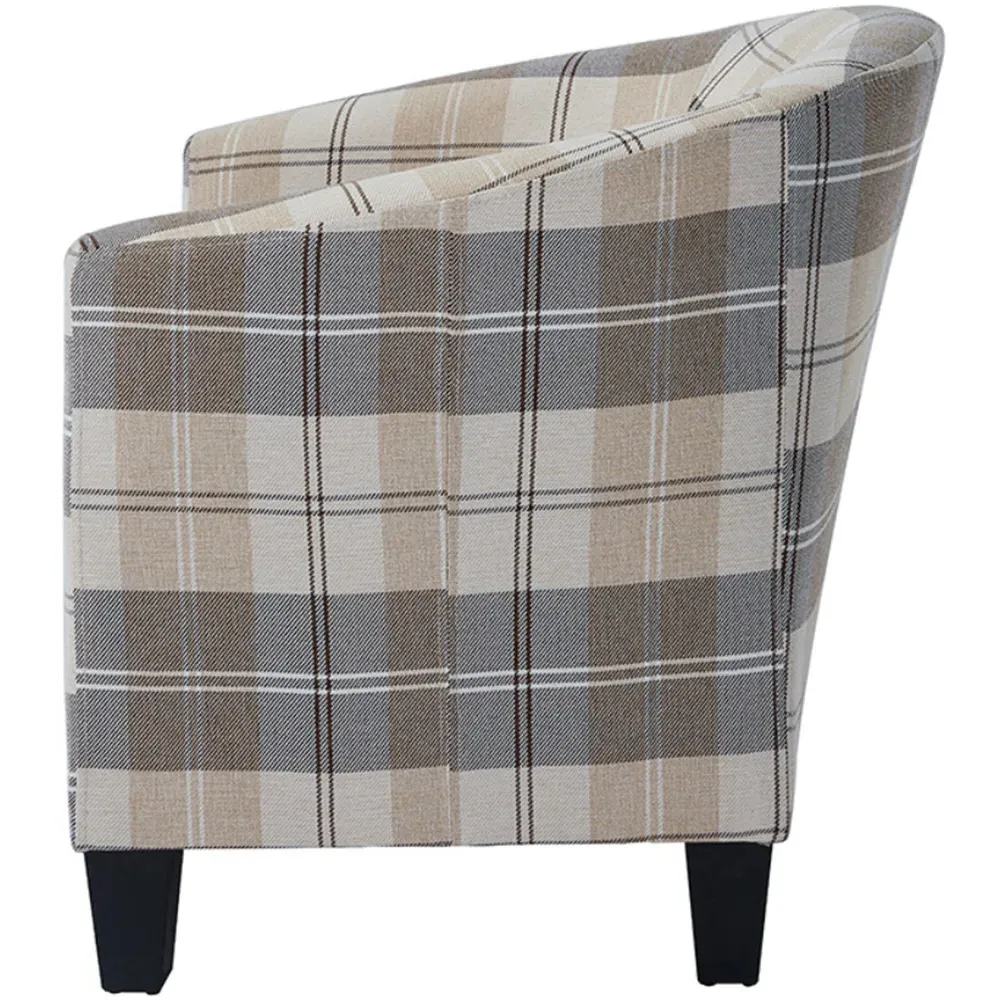 Canberra Tub Chair - Beige, Tartan