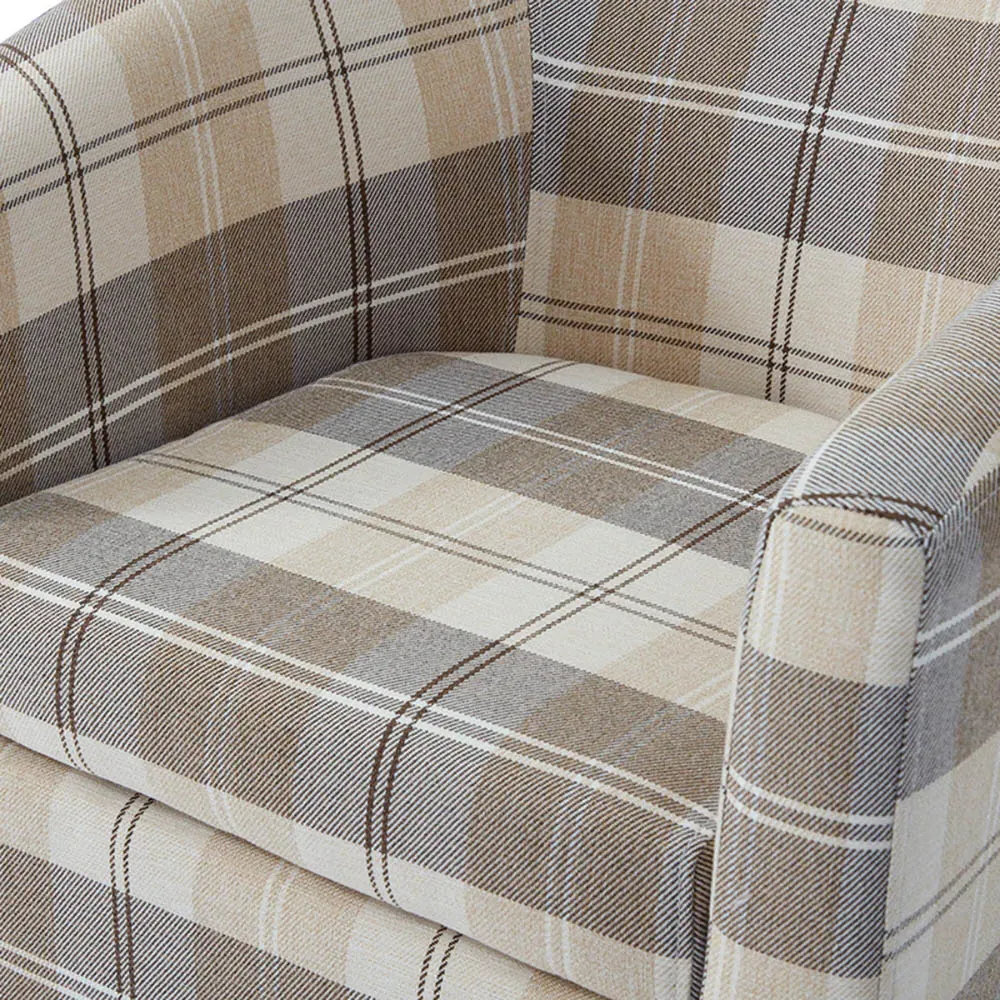 Canberra Tub Chair - Beige, Tartan