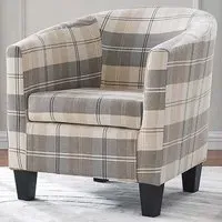 Canberra Tub Chair - Beige, Tartan