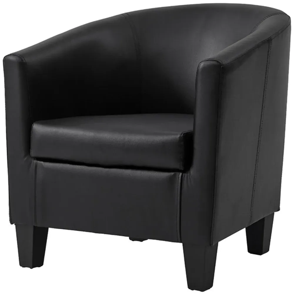 Canberra Tub Chair - Black, PU Leather