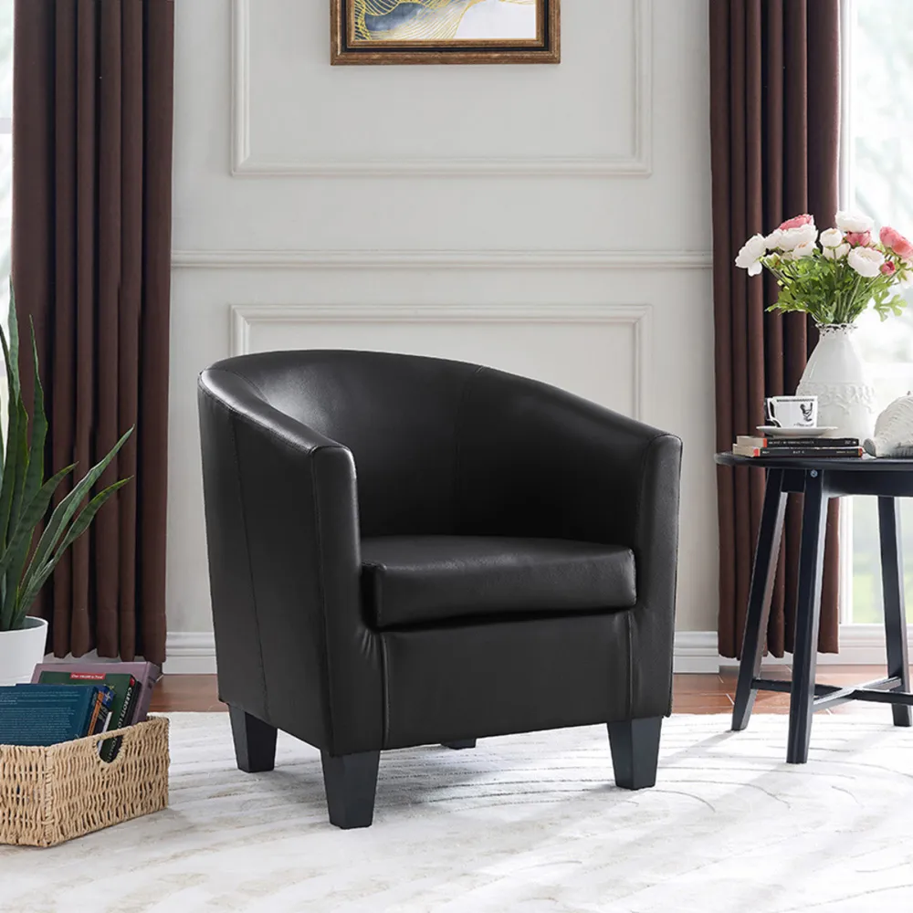 Canberra Tub Chair - Black, PU Leather