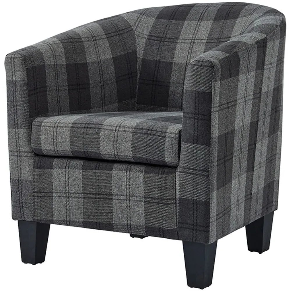 Canberra Tub Chair - Grey, Tartan