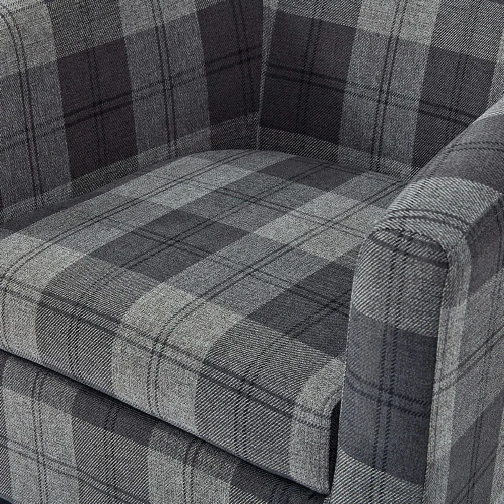 Canberra Tub Chair - Grey, Tartan