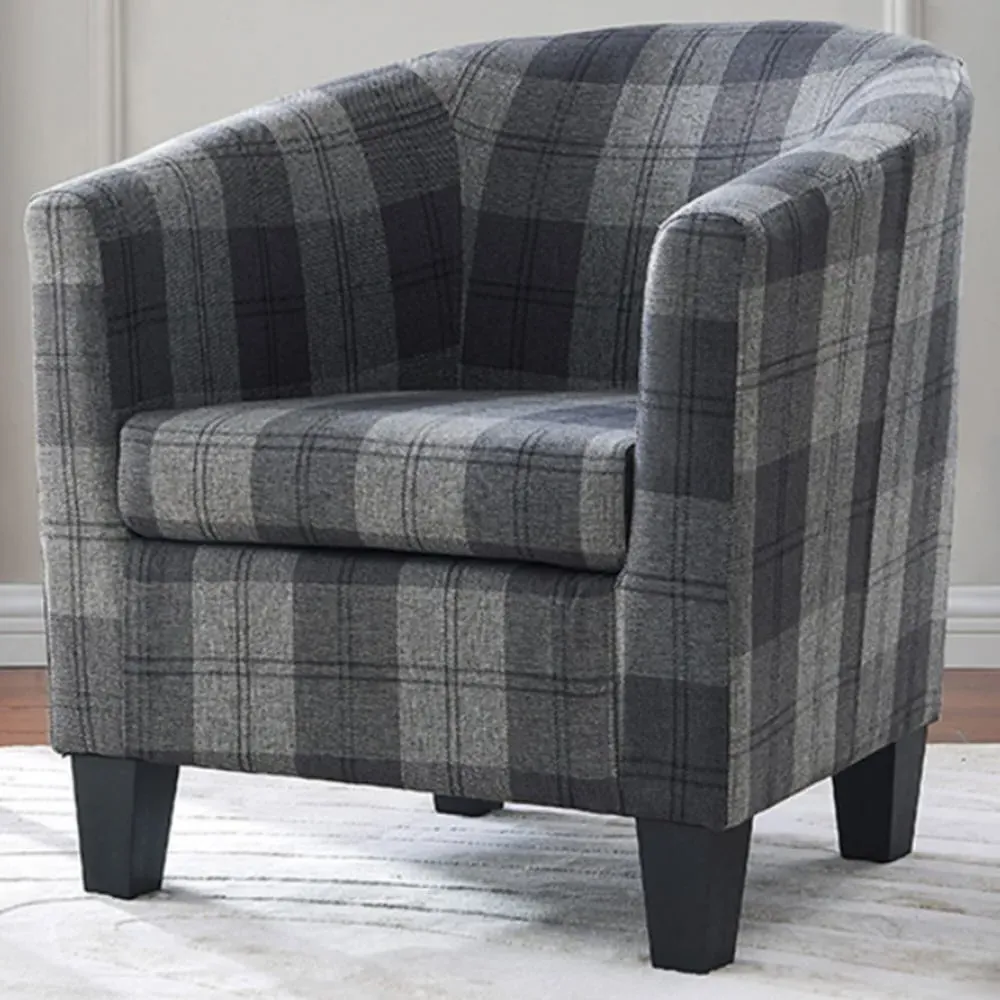 Canberra Tub Chair - Grey, Tartan
