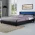 Canis Double Bed Frame with LED - Black, Faux Leather