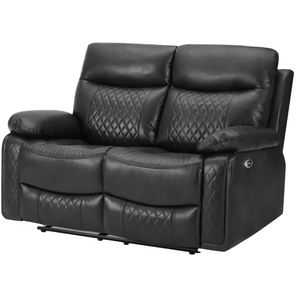 Carson 2-Seater Electric Recliner Sofa - Black, Faux Leather