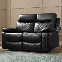 Carson 2-Seater Electric Recliner Sofa - Black, Faux Leather