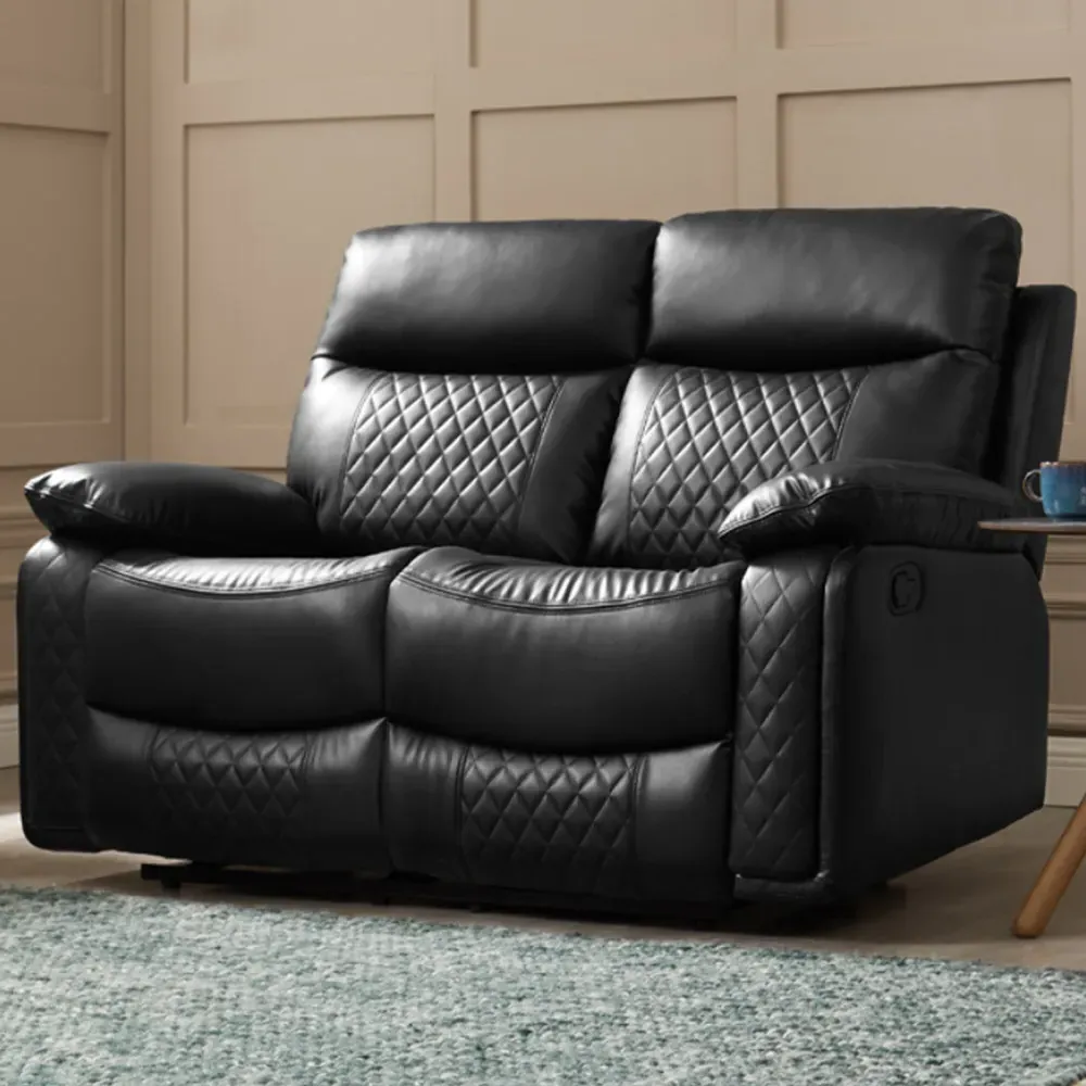 Carson 2-Seater Recliner Sofa - Black, Faux Leather