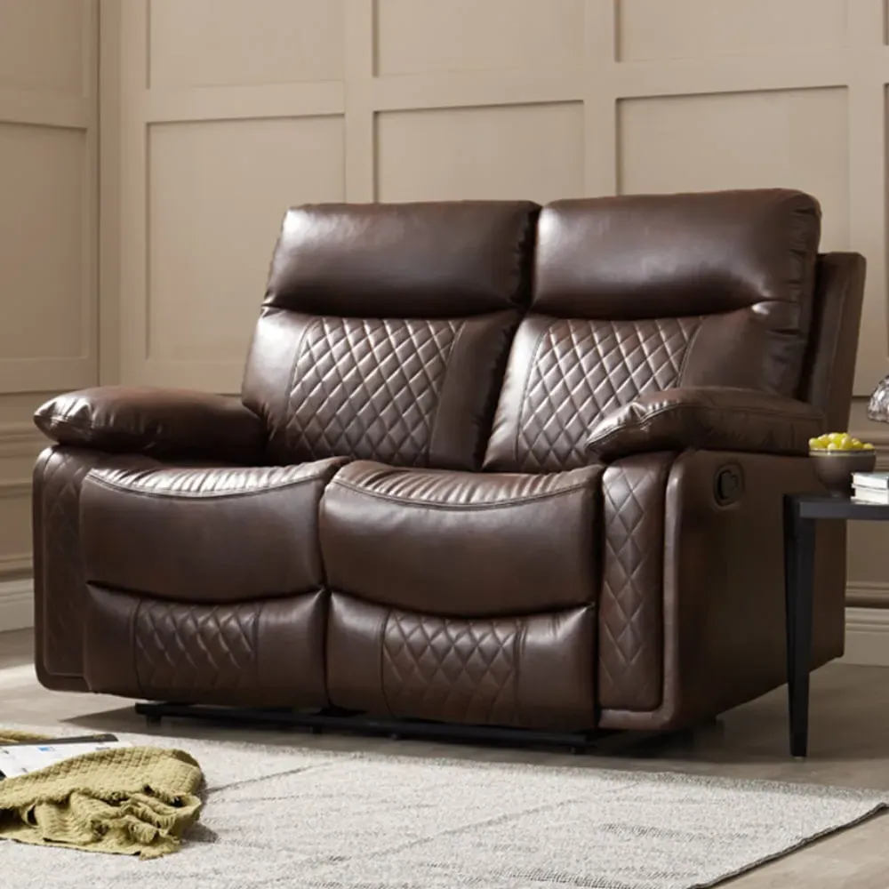 Carson 2-Seater Recliner Sofa - Brown, Faux Leather