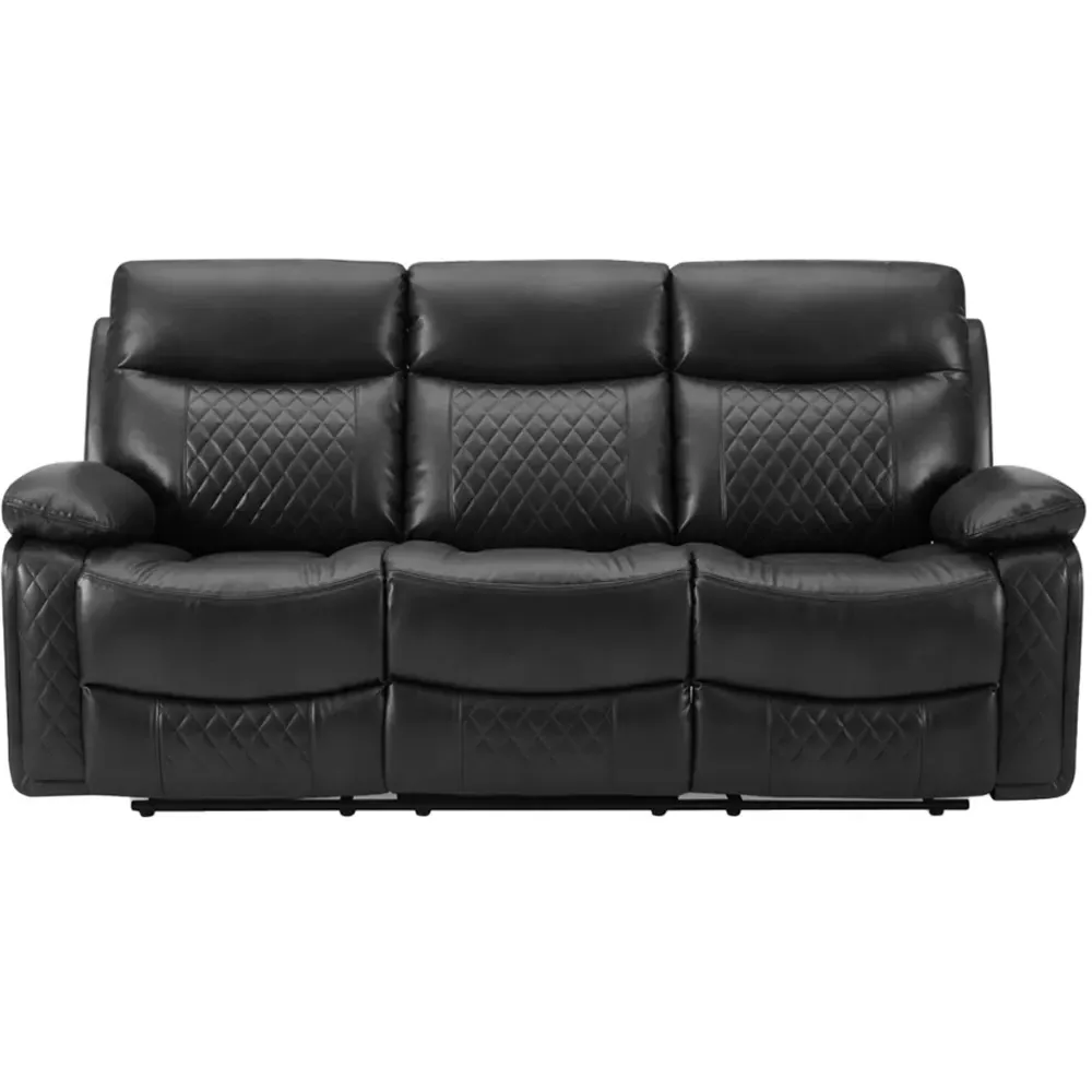 Carson 3-Seater Electric Recliner Sofa - Black, Faux Leather