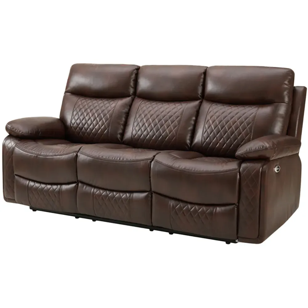 Carson 3 Seater Electric Recliner Sofa - Brown, Faux Leather