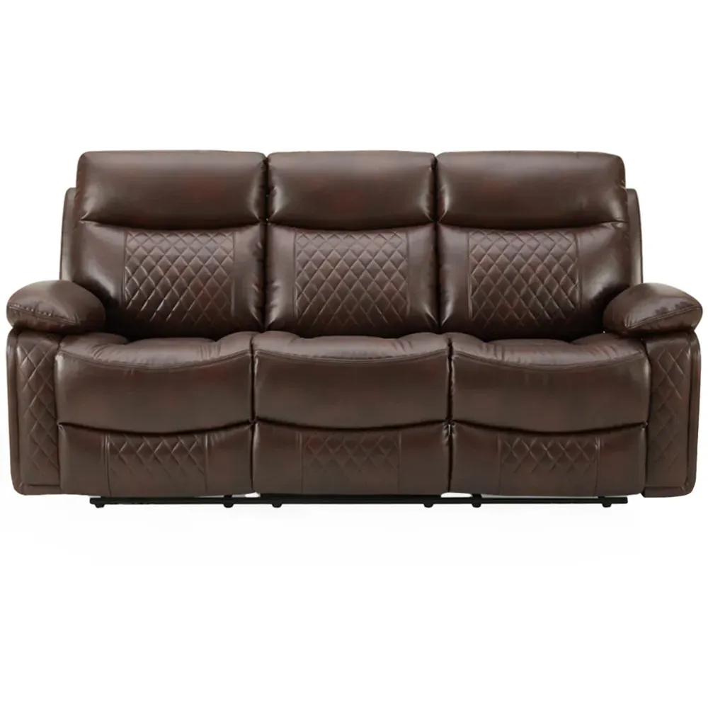 Carson 3 Seater Electric Recliner Sofa - Brown, Faux Leather