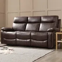 Carson 3 Seater Electric Recliner Sofa - Brown, Faux Leather