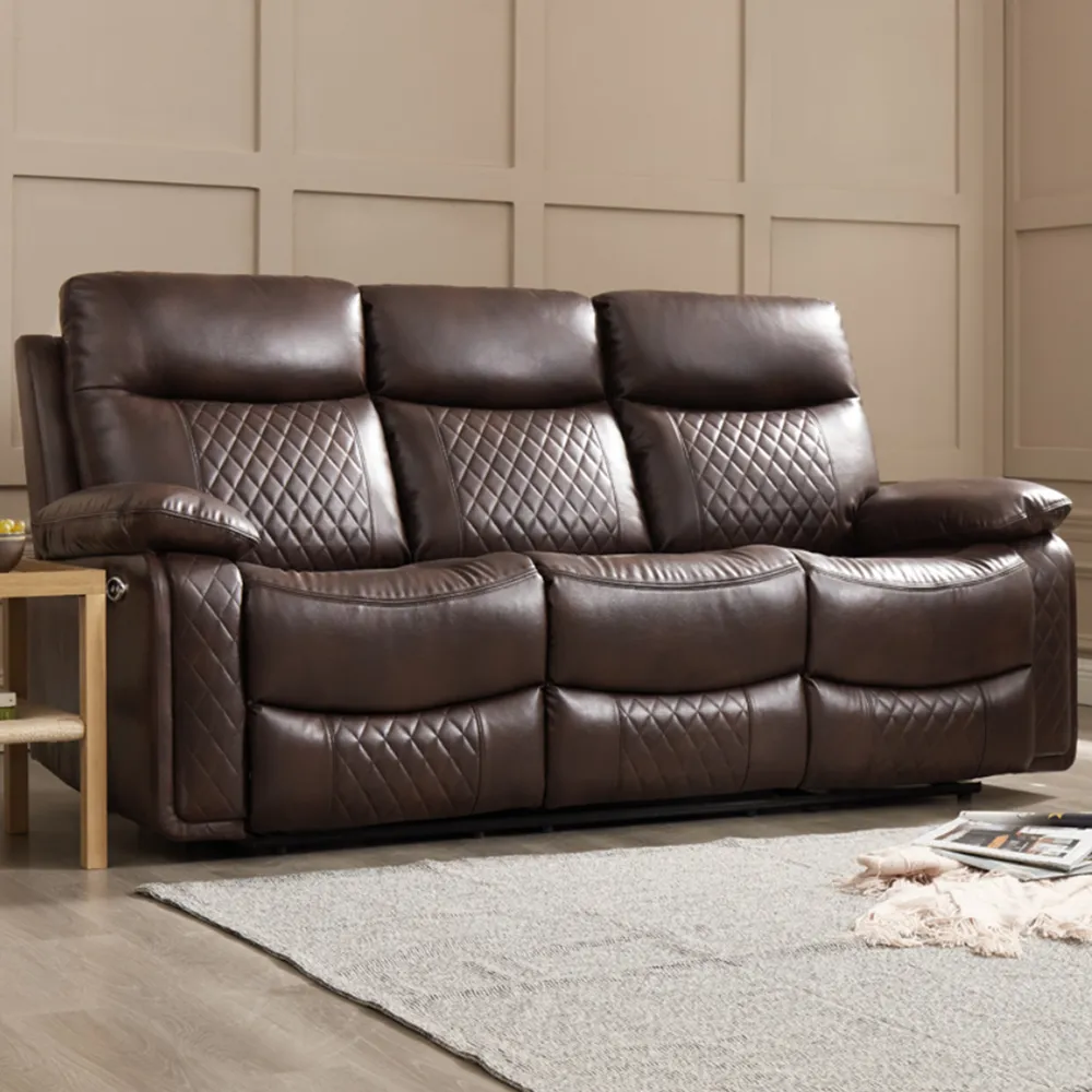 Carson 3 Seater Electric Recliner Sofa - Brown, Faux Leather