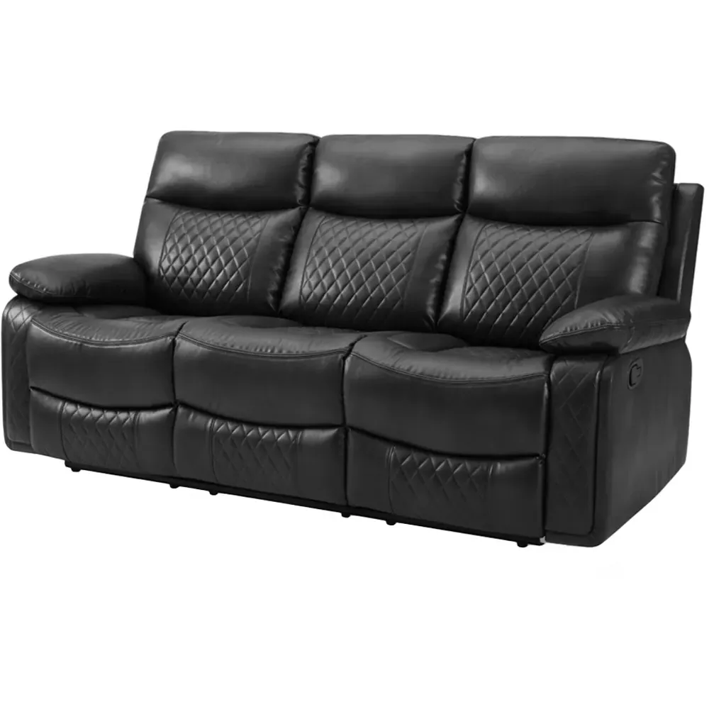 Carson 3-Seater Recliner Sofa - Black, Faux Leather