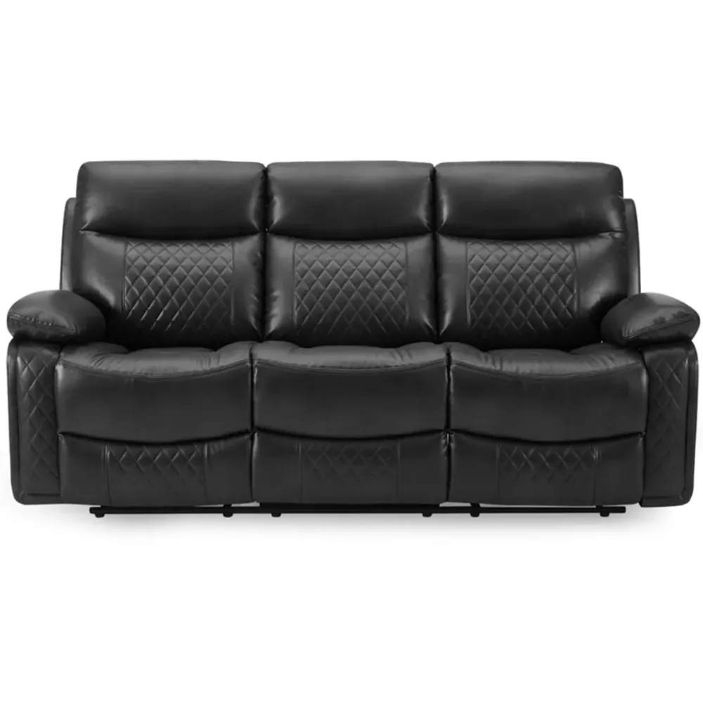 Carson 3-Seater Recliner Sofa - Black, Faux Leather