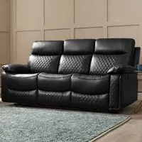 Carson 3-Seater Recliner Sofa - Black, Faux Leather
