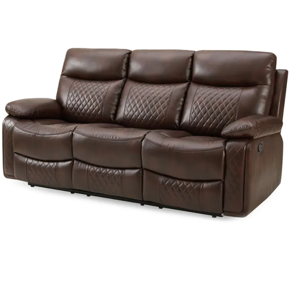 Carson 3-Seater Recliner Sofa - Brown, Faux Leather