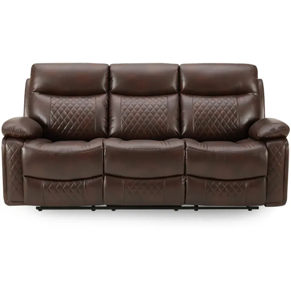 Carson 3-Seater Recliner Sofa - Brown, Faux Leather