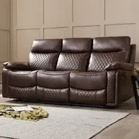 Carson 3-Seater Recliner Sofa - Brown, Faux Leather