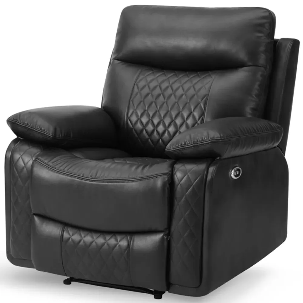 Carson Single Seater Electric Recliner Sofa - Black, Faux Leather