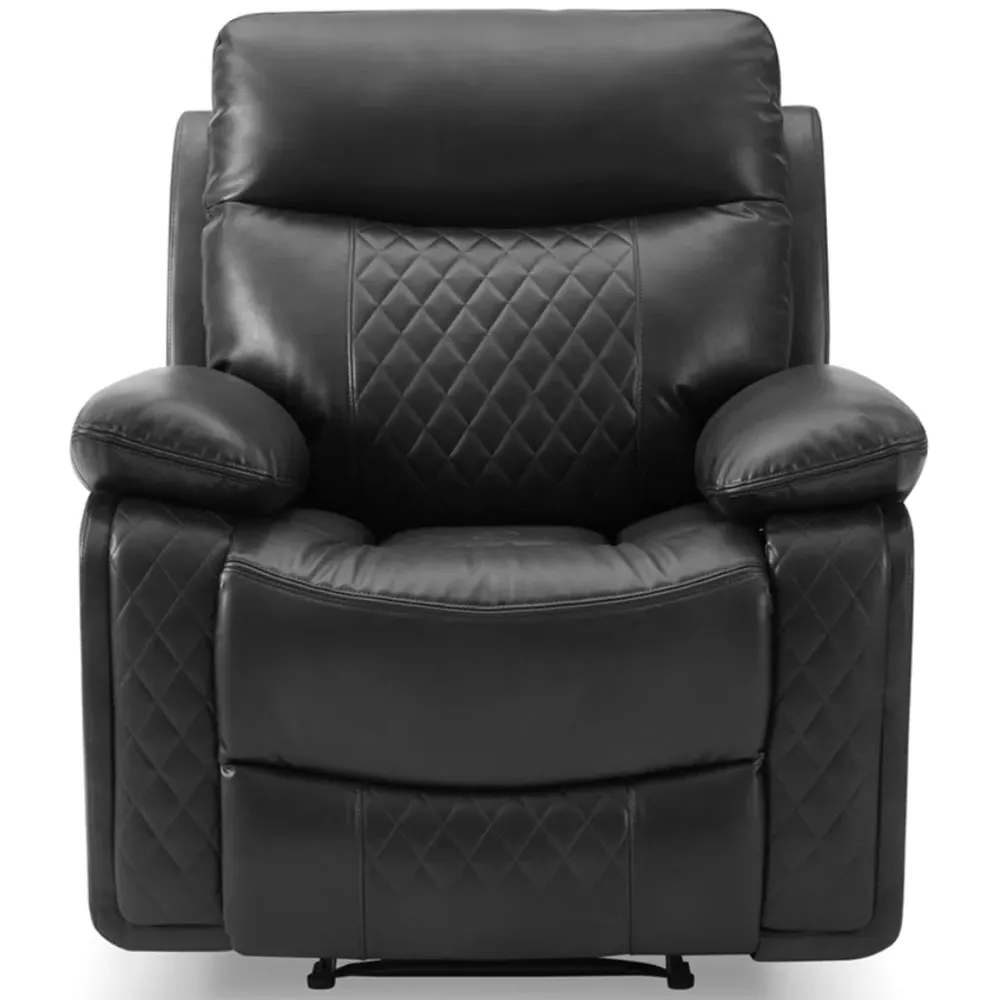 Carson Single Seater Electric Recliner Sofa - Black, Faux Leather