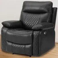 Carson Single Seater Electric Recliner Sofa - Black, Faux Leather