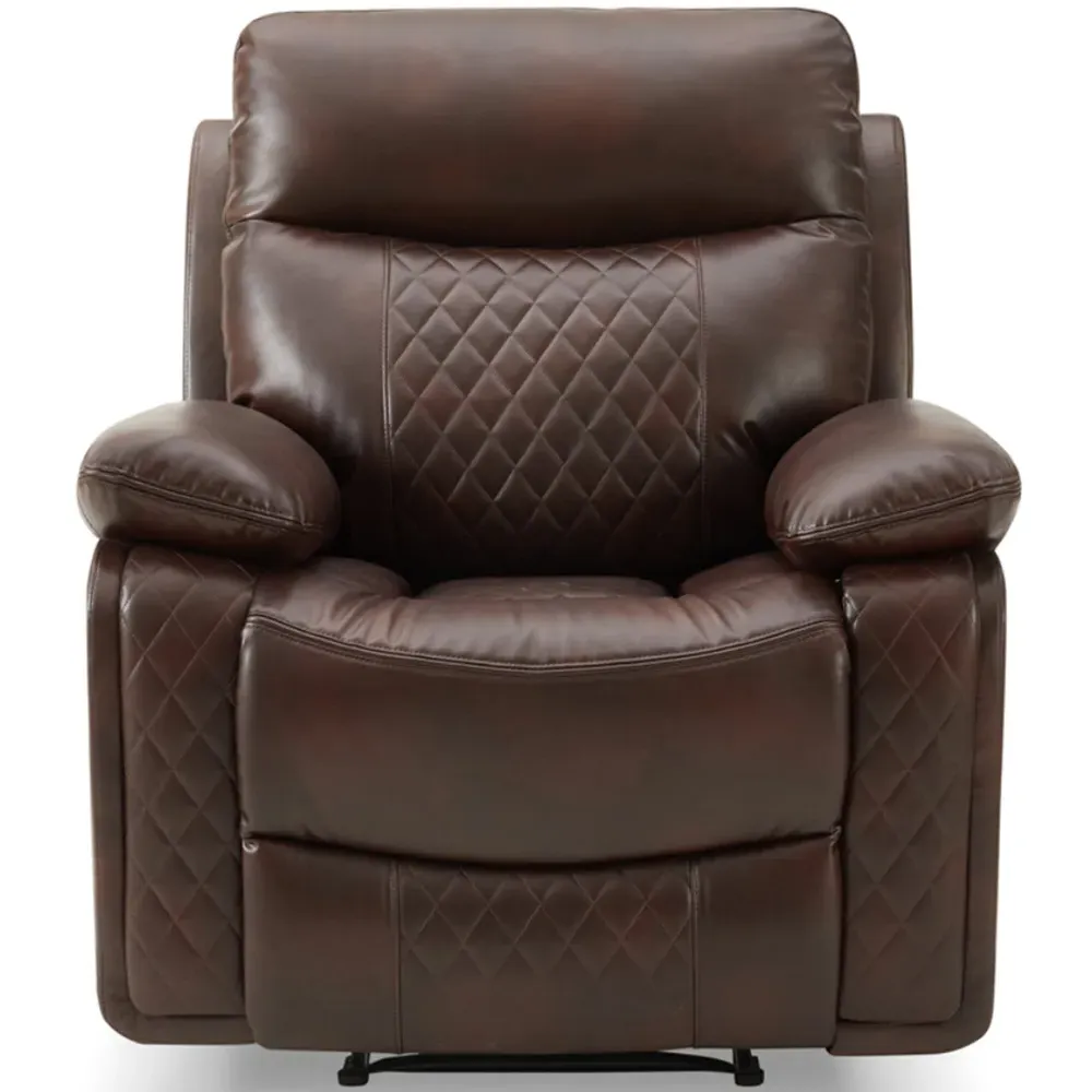 Carson Single Seater Electric Recliner Sofa - Brown, Faux Leather
