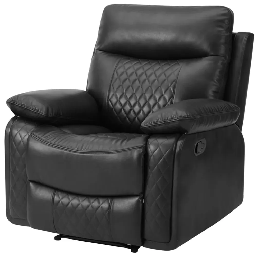 Carson Single Seater Recliner Sofa - Black, Faux Leather