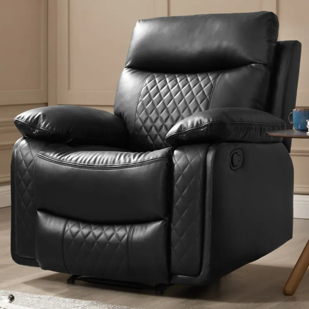 Carson Single Seater Recliner Sofa - Black, Faux Leather image