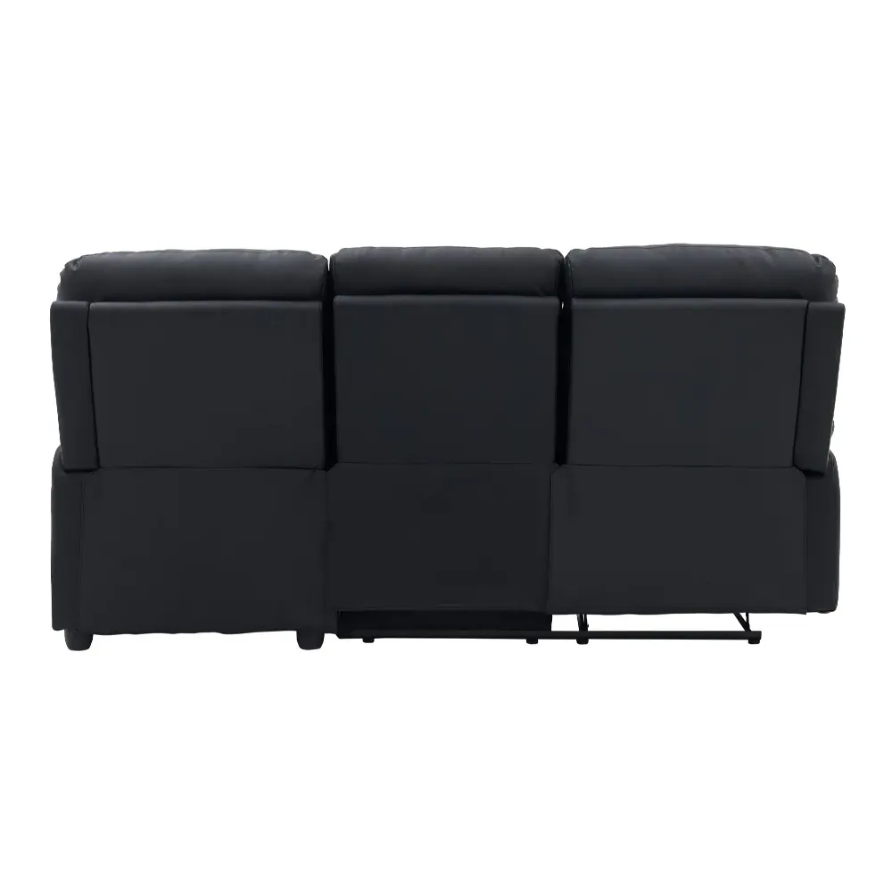 Carter 3-Seater Left Hand Chaise Recliner Sofa - Black, Faux Leather