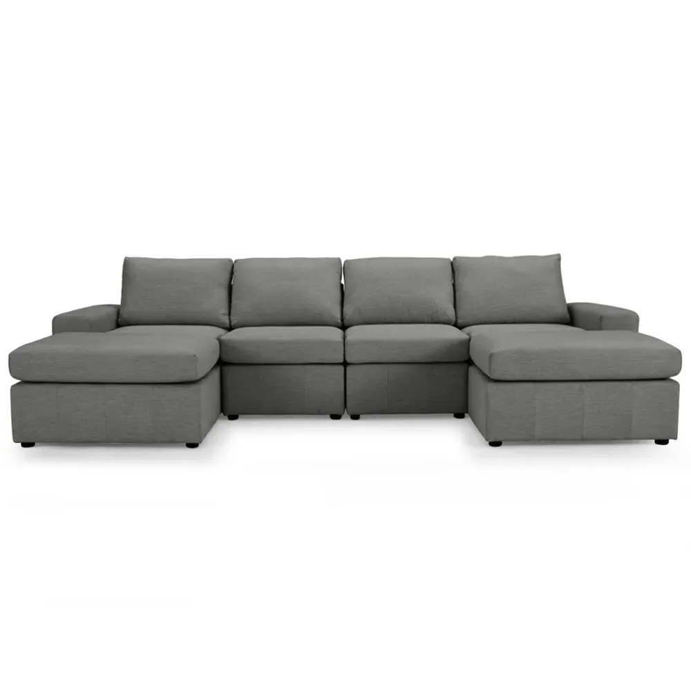 Celestia 4-Seater U-Shaped Corner Sofa - Dark Grey, Fabric