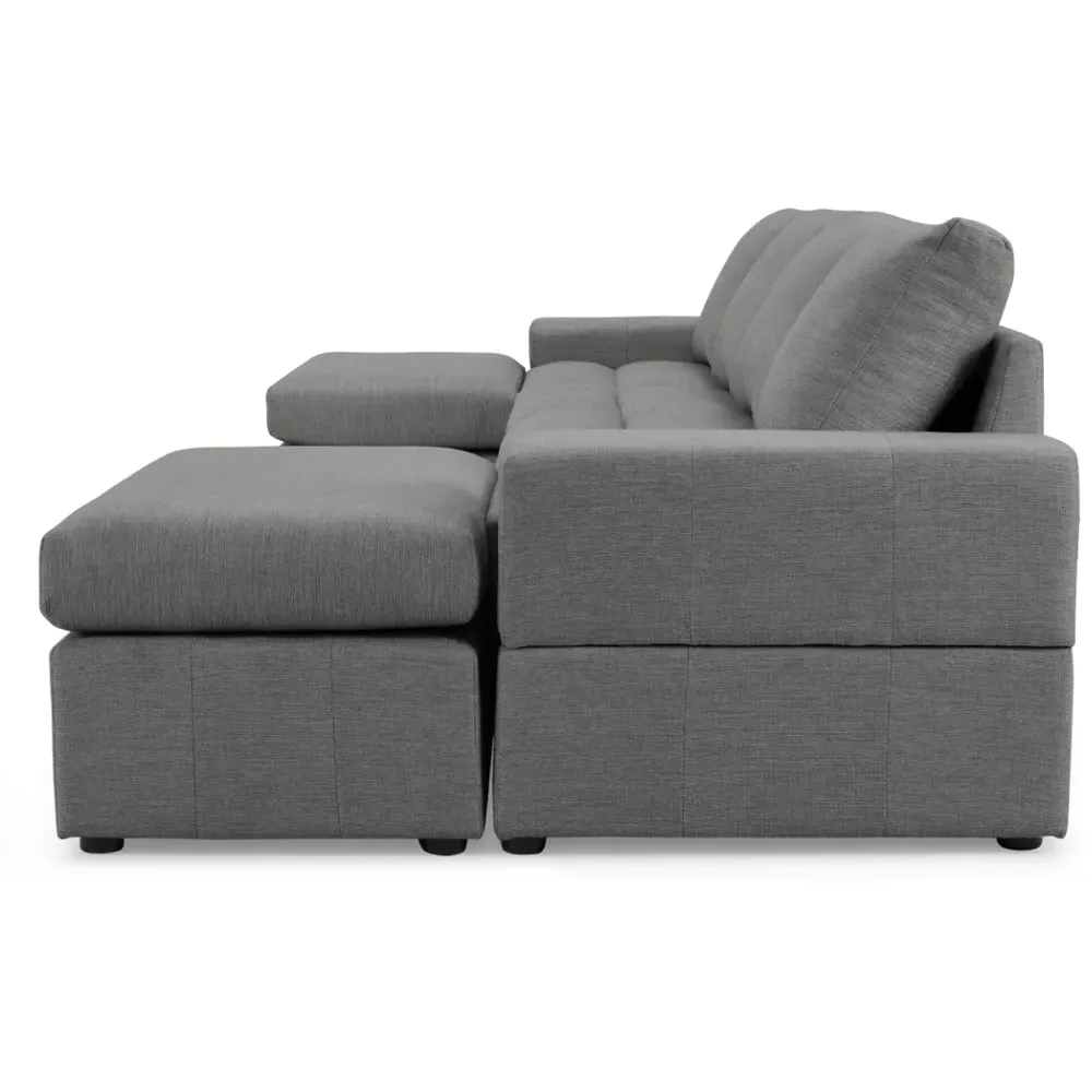 Celestia 4-Seater U-Shaped Corner Sofa - Dark Grey, Fabric