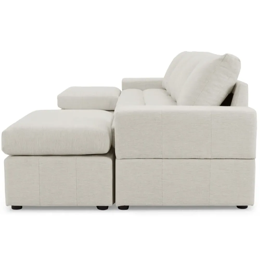 Celestia 4-Seater U-Shaped Corner Sofa - Light Grey, Fabric