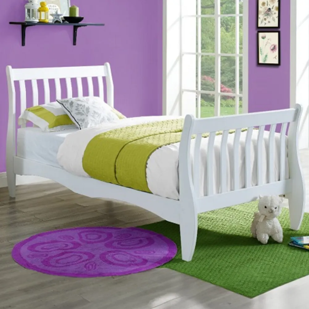 Chester Single Sleigh Bed - White image