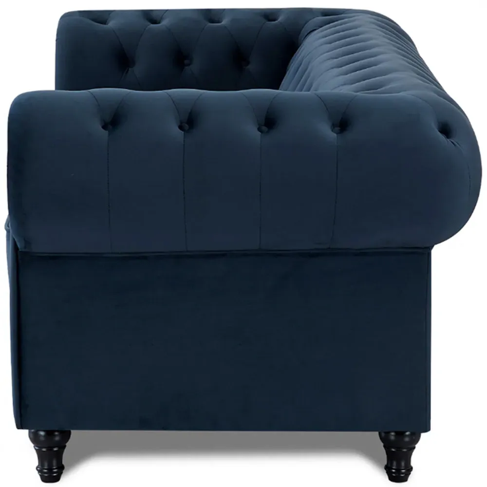 Chesterfield 2-Seater Pleat Sofa - Blue, Velvet