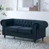 Chesterfield 2-Seater Pleat Sofa - Blue, Velvet