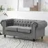 Chesterfield 2-Seater Pleat Sofa - Grey, Velvet