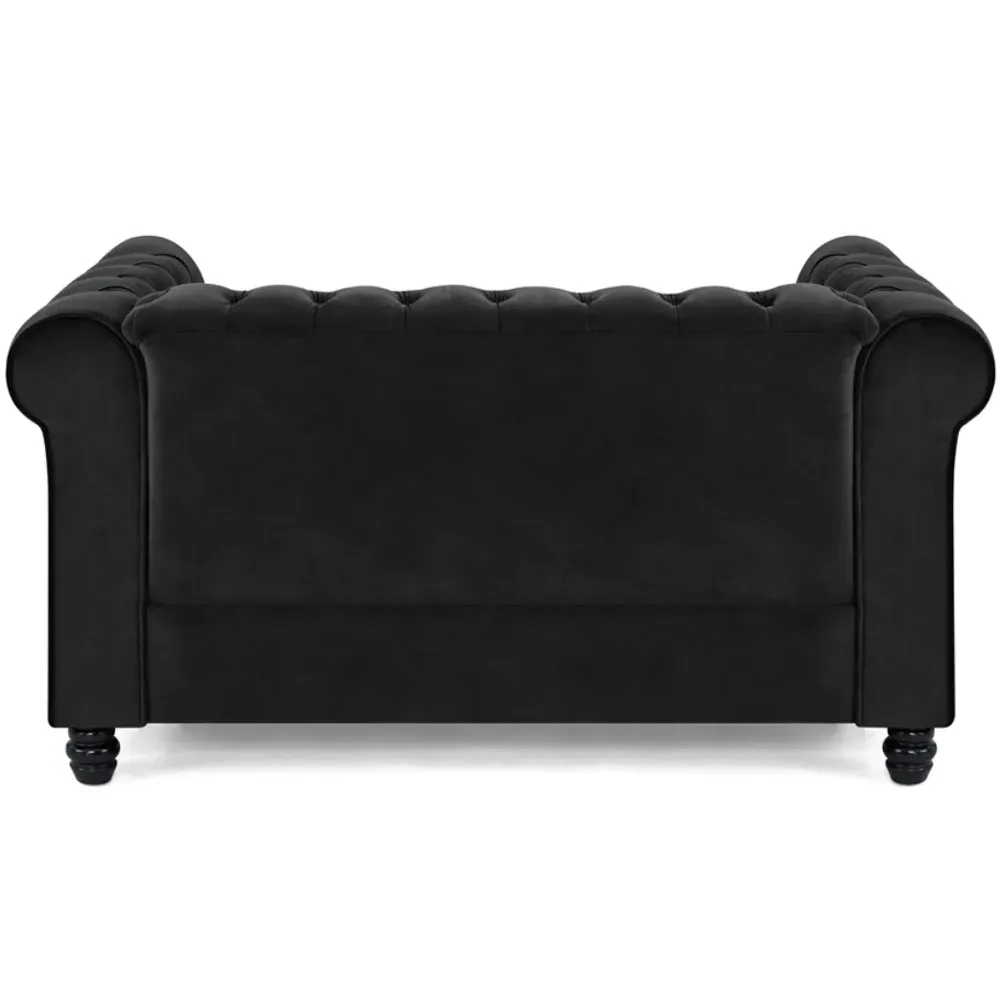 Chesterfield 2-Seater Studded Sofa - Black, Velvet